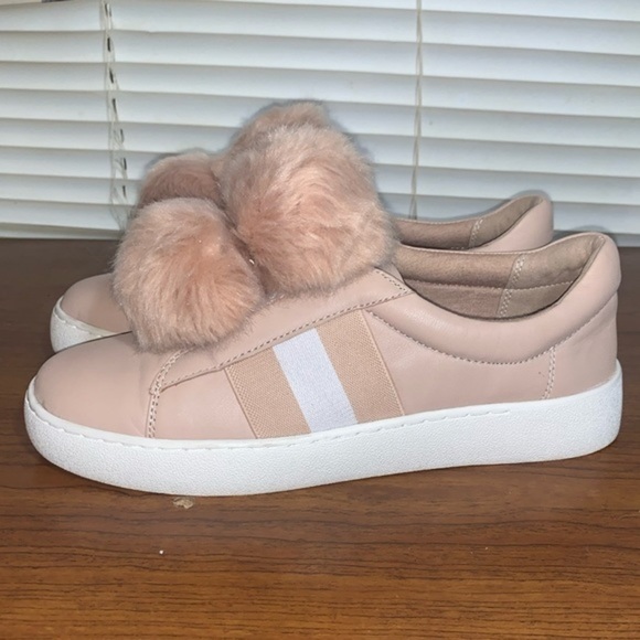 Nine West Womens Pom Pom Pink Leather Sneakers- Size 6 - Picture 4 of 5